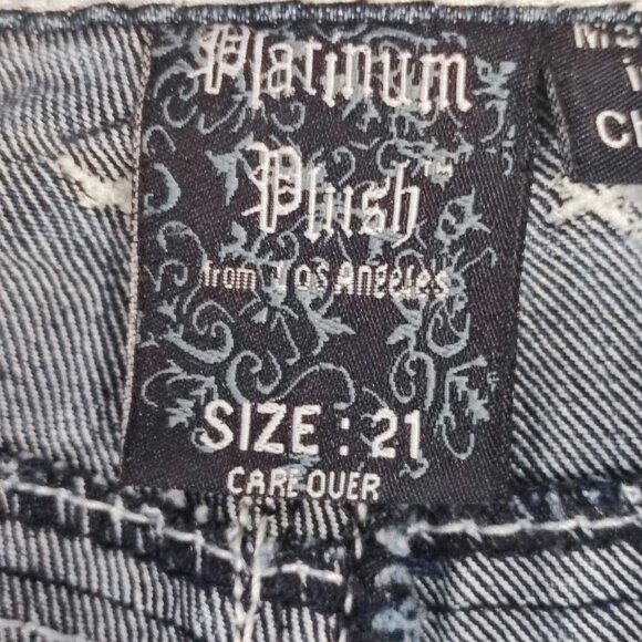 Platinum Plush jeans low rise straight leg darker blue women's size 21 - Picture 7 of 14
